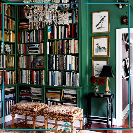 جذابیت یک کتابخانه به رنگ سبز پررنگ