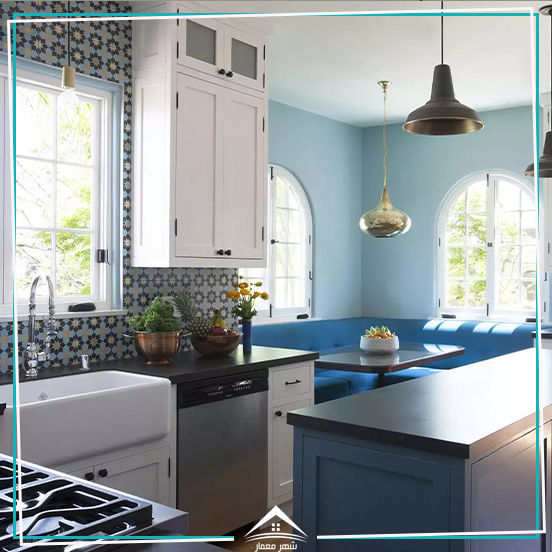 ایده طیف رنگی آبی در آشپزخانه